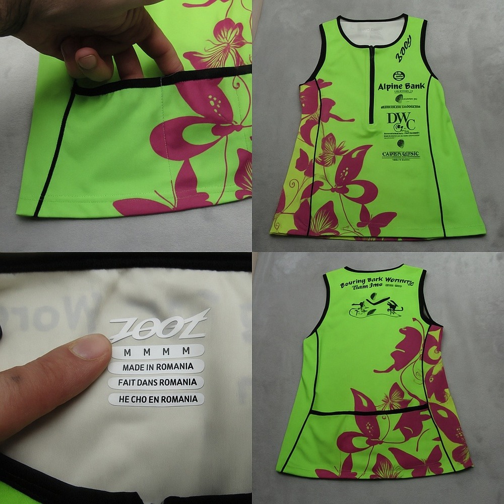 Zoot Triathlon‎ Jersey Womens Medium Green Floral Singlet Sleeveless 1/2 Zip
